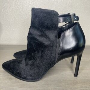 Vince Calla Pointed Toe Calf Hair Bootie Black Womens Size 9‎